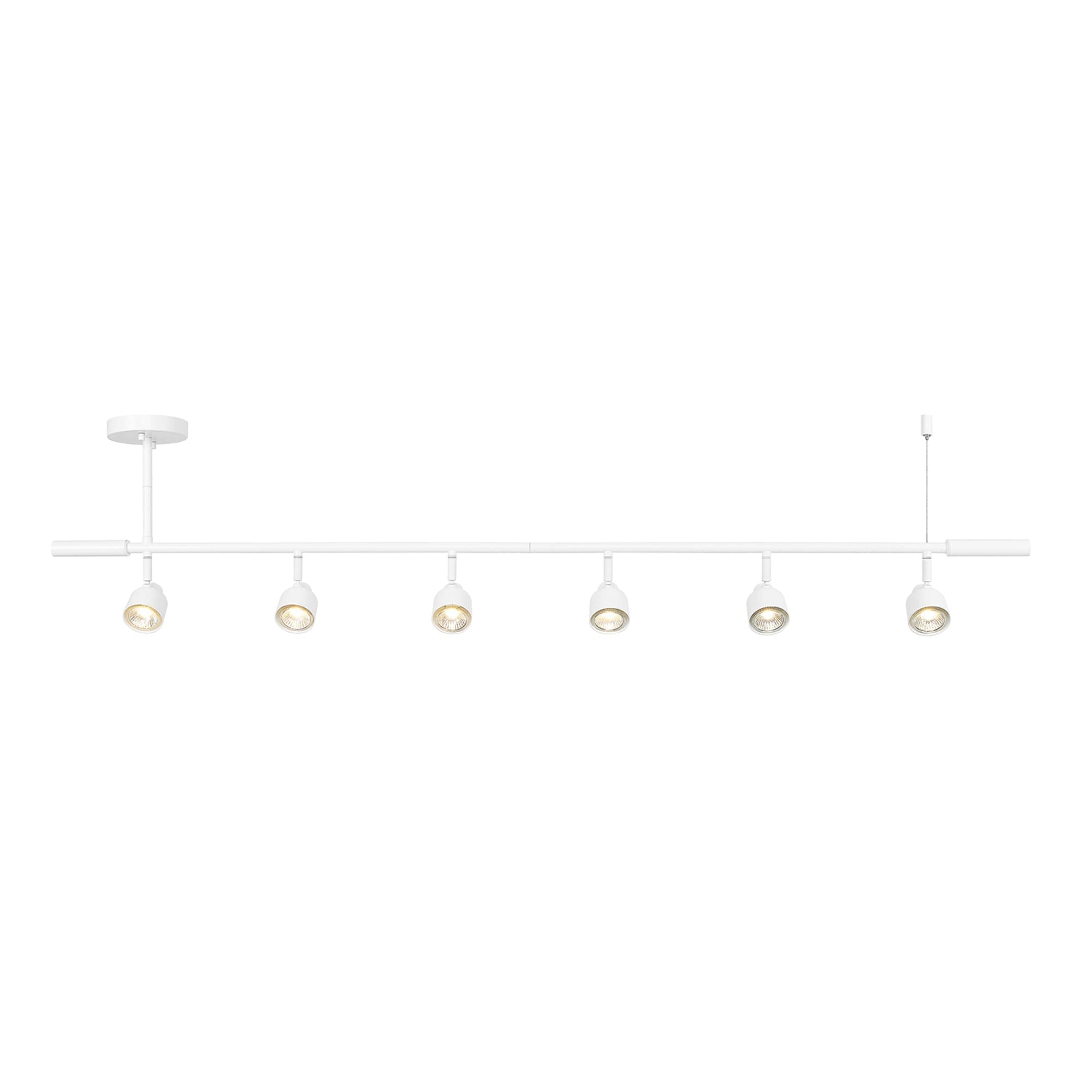 Globe Electric 6-Light Track Lighting Kit, Matte White, Adjustable Height, Model 64000054, LED Compatible, Ideal for Kitchen or Living Room