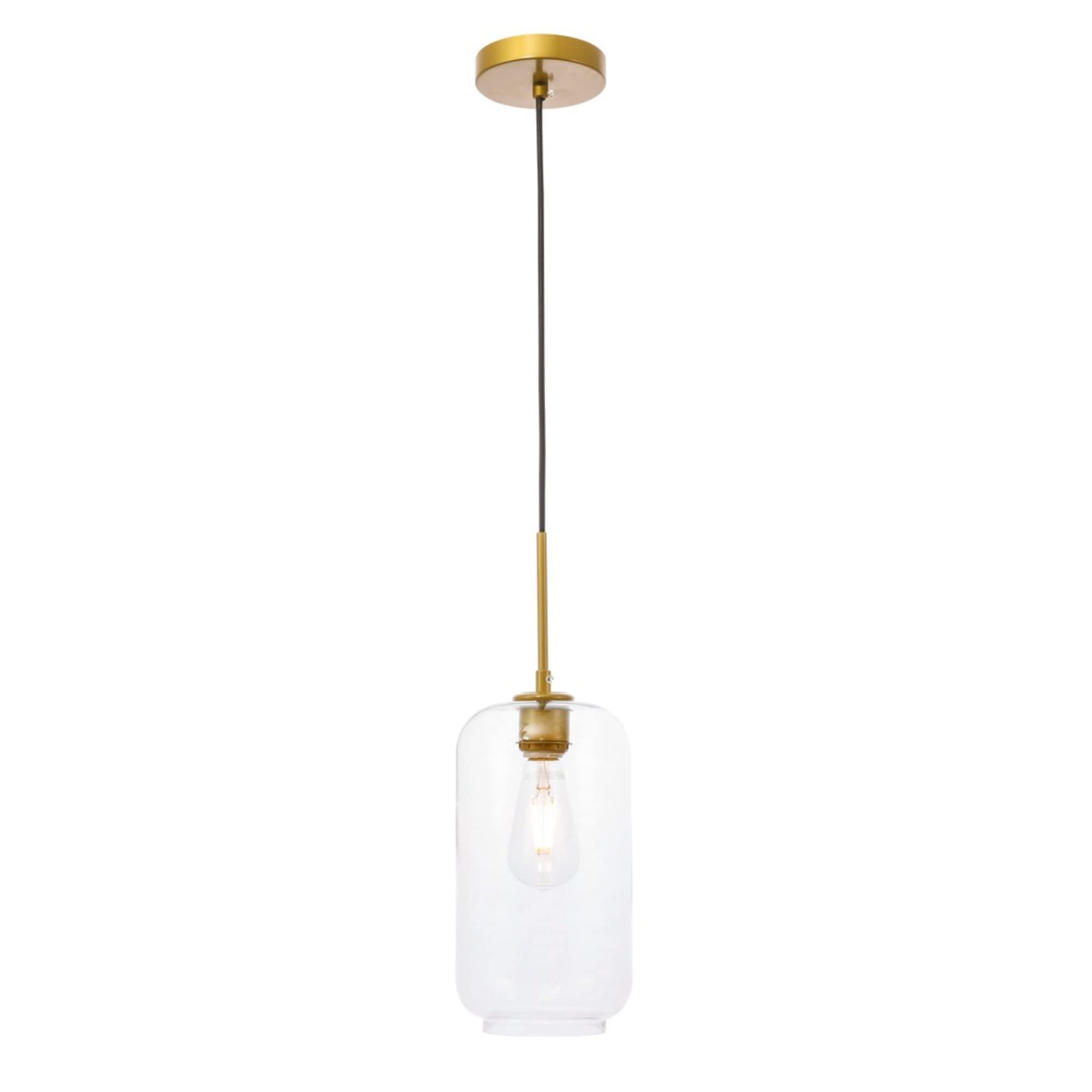 Living District Brass And Clear Glass Pendant Light - 1 Light Fixture For Home Decor