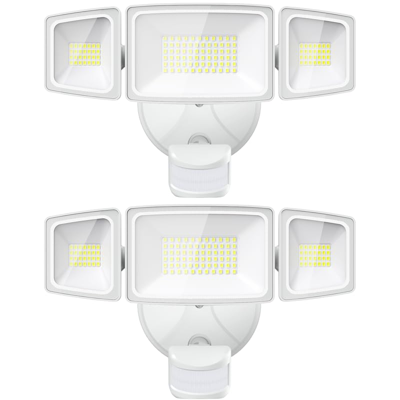 Onforu 2 Pack LED Motion Sensor Outdoor Lights 6500LM IP65 Waterproof Security Fixture Standard Size White BDB55G-3