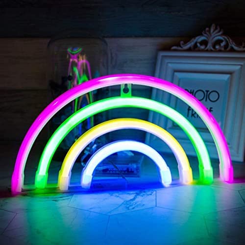 SATYAM KRAFT 1 Pcs Rainbow Design Neon Colorful Acrylic LED Light, Diwali Decoration Items, Bedroom, Table, Home Decoration, Nig