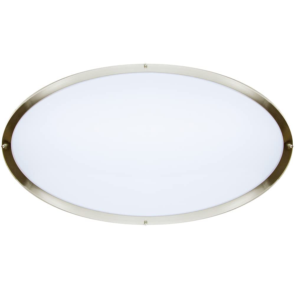 Maxxima 32" Oval Satin Nickel LED Ceiling Light Fixture, 5500 Lumens, Dimmable, 3 CCT 3000K/4000K/5000K, Model