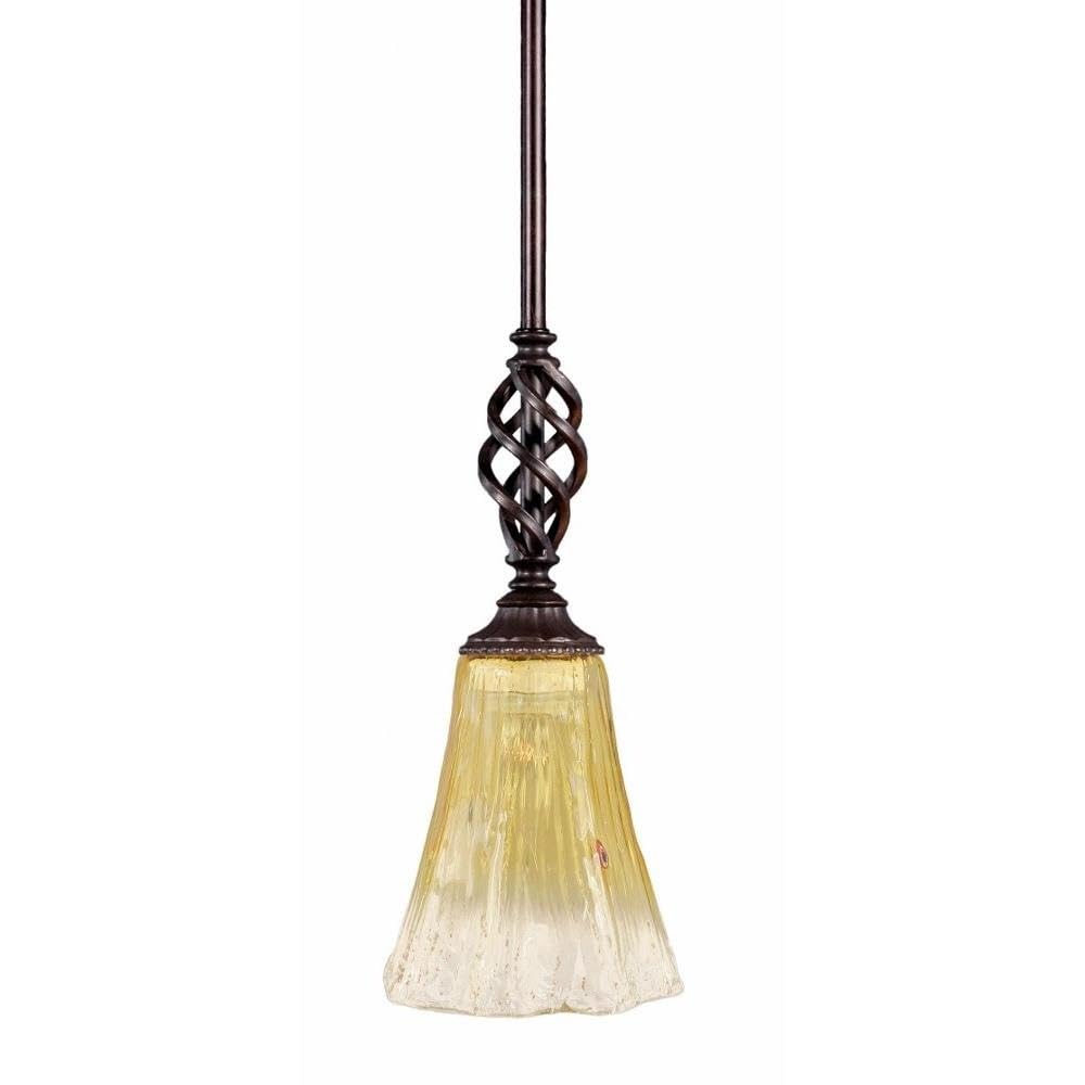 Toltec Lighting 80-DG-724 Elegante Mini Pendant with Hang Straight Swivel with 5.Inch Gold Champagne Crystal Glass, Dark Granite Finish