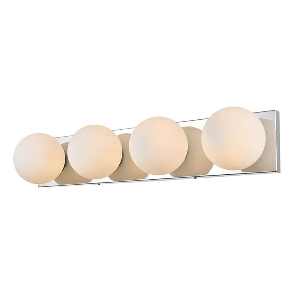 Living District Jaylin 4-Light Iron & Glass Bath Sconce in Chrome/Frosted White