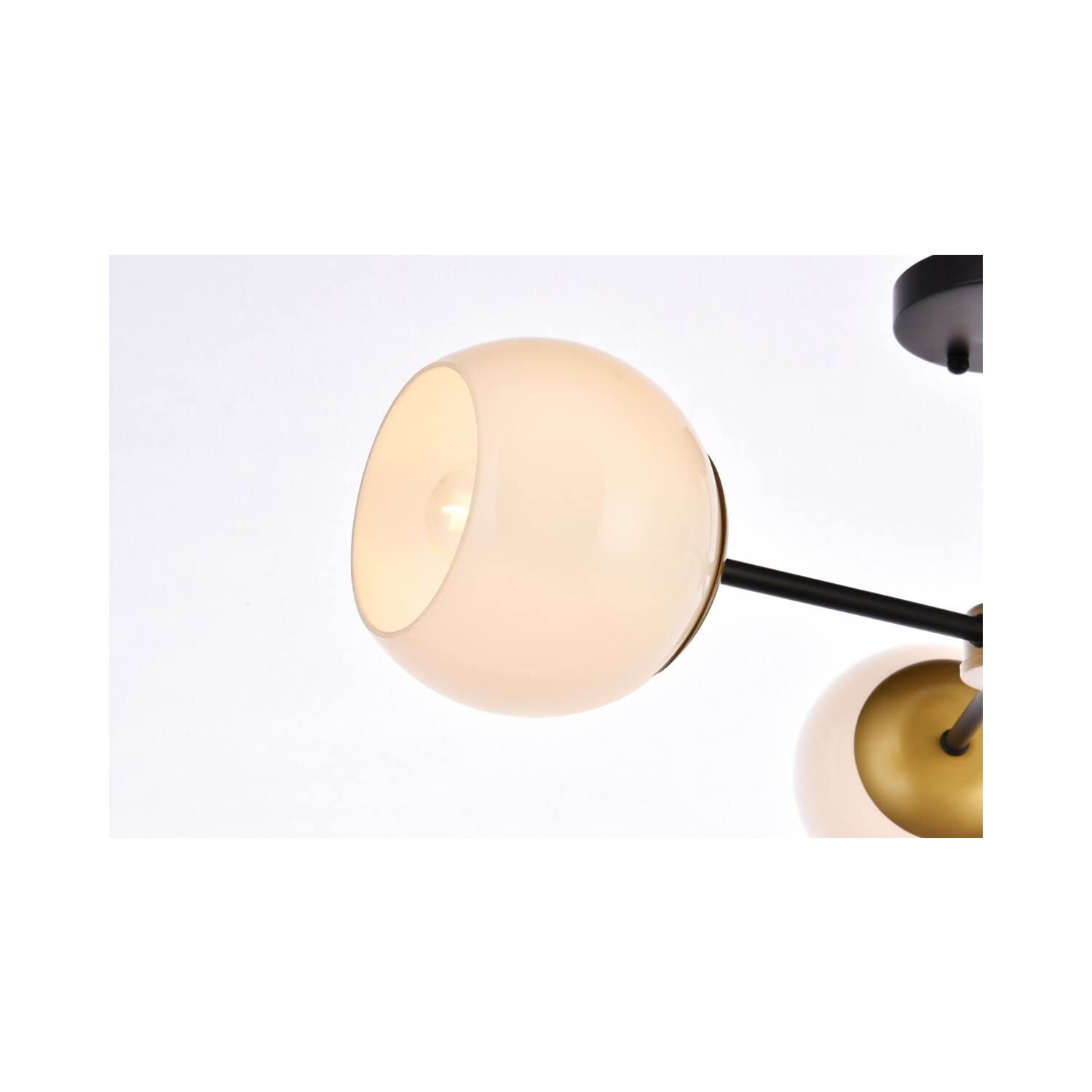 Living District Briggs 3-Light Metal Flush Mount w/White Shade in Black/Brass