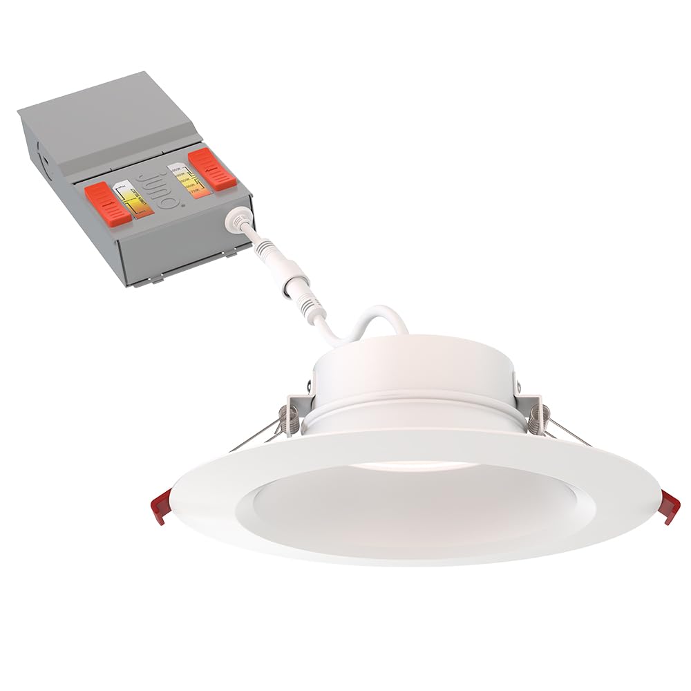 Juno Wf6 Dreg Sm Alo20 Sww5 90Cri Mw M6 Canless Wafer Recessed Led Downlight, Deep Regressed Smooth Trim Style, 6-Inch, Matte White