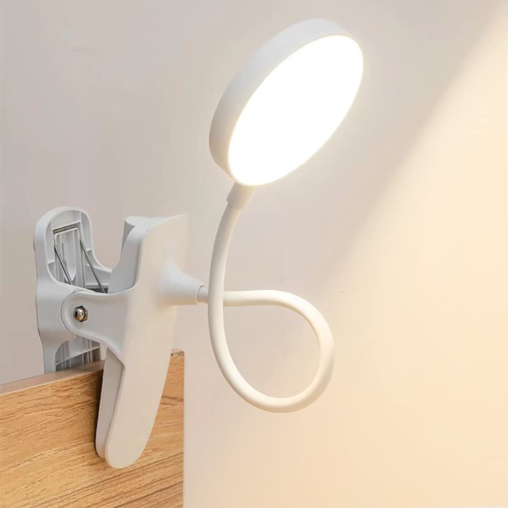 Sunlong Dorm Room Essential Clip On Light Wall-Mounted, 3 Color Portable Desk Light Mini Clip Lamp, Battery Operation Small Desk