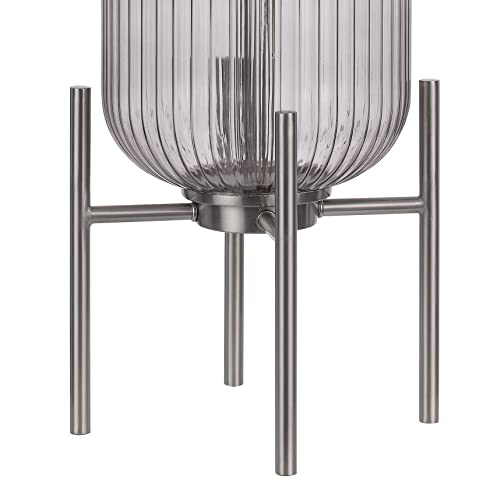 Cal 150W 3 Way Table Lamp - Belleville Fluted Glass, Brushed Steel, Model BO-3047TB