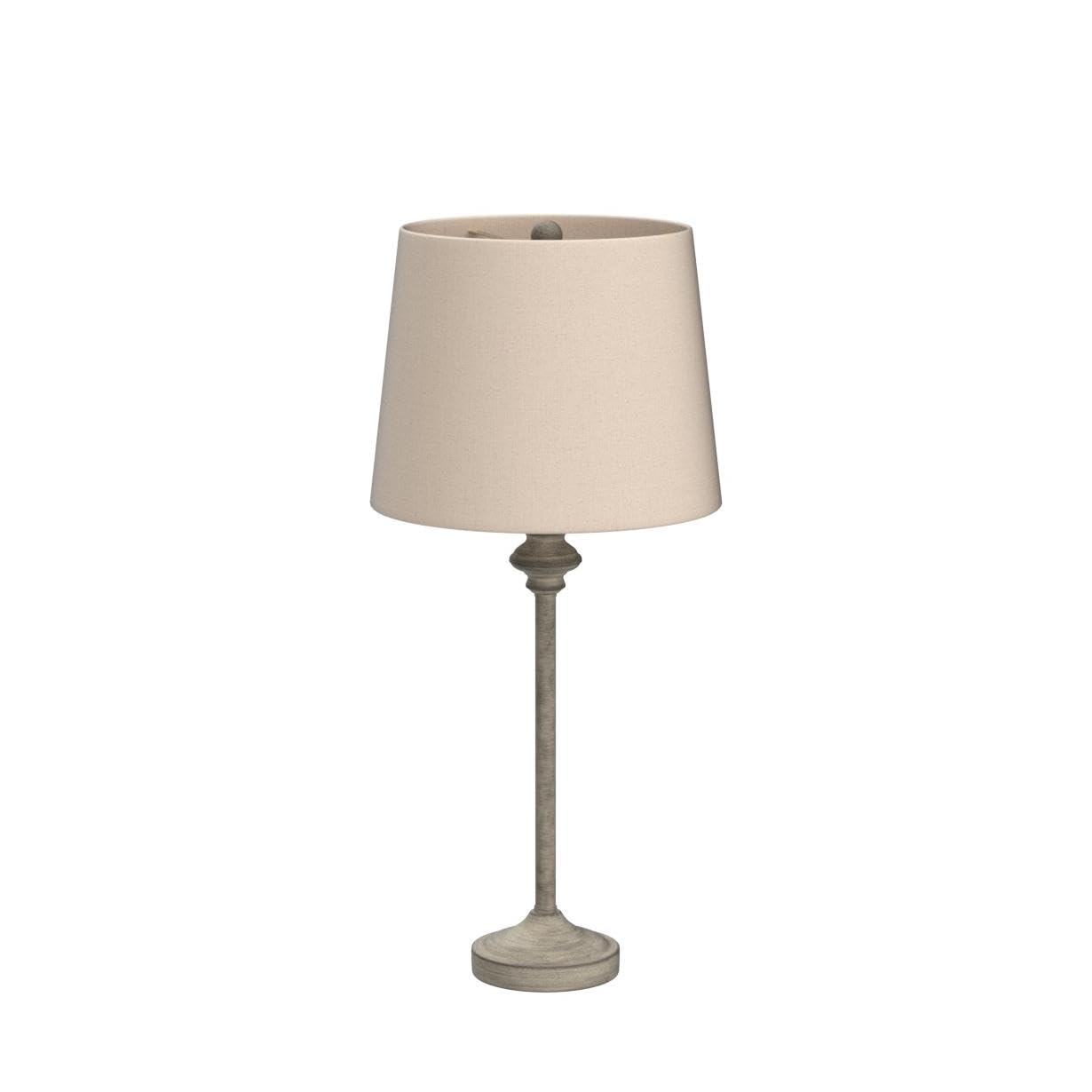 360 Lighting Lynn Country Cottage Rustic Buffet Table Lamps 26 3/4'' Tall Skinny Set Of 2 Light Beige Wood Oatmeal Fabric Tapere