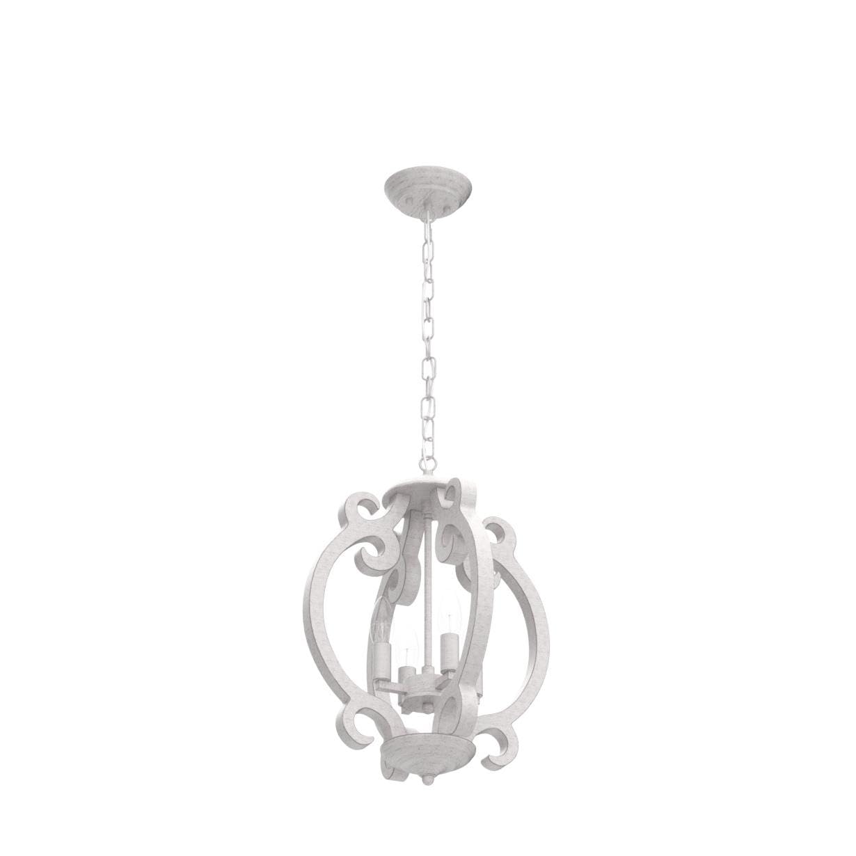 ALISADABOY 4-Light Rustic White Wood Chandelier Pendant Lighting for Dining Room, Kitchen, Living Room, Entryway, Model: 417729f5-033d-4e33