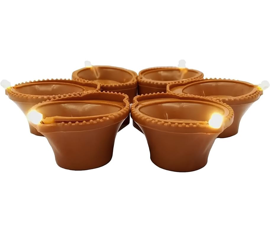 Pins n Rose Lighting Sense Water Sensor Eco-Friendly Led Diyas Candle E-Diya, Warm Orange Ambient Lights, Battery Operated Led C