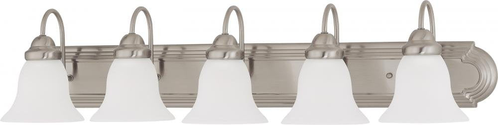 Nuvo 60/3282 Five Wall-Vanity Light Fixture, 5, Brushed Nickel/Frosted Glass