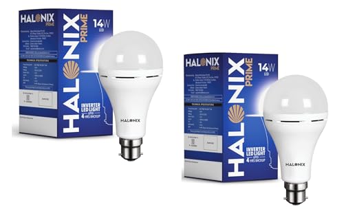 Halonix 14W Emergency LED Bulb | Rechargeable Emergency Bulb For Power Cuts | Backup : 4Hrs | Cool Day Light | Pack Of 2 | Recha