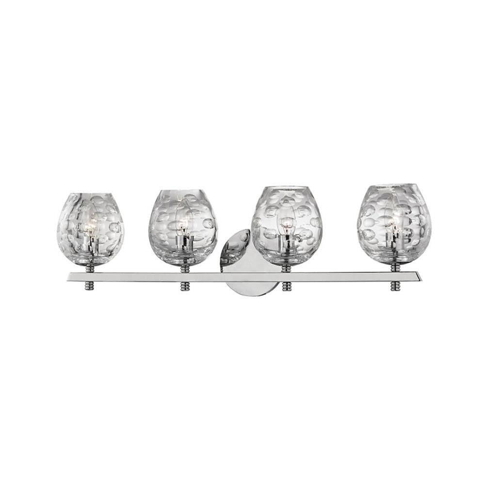 Hudson Valley 1254-PN Contemporary Modern Four Light Bath Bracket from Burns Collection in Polished Nickel Finish,