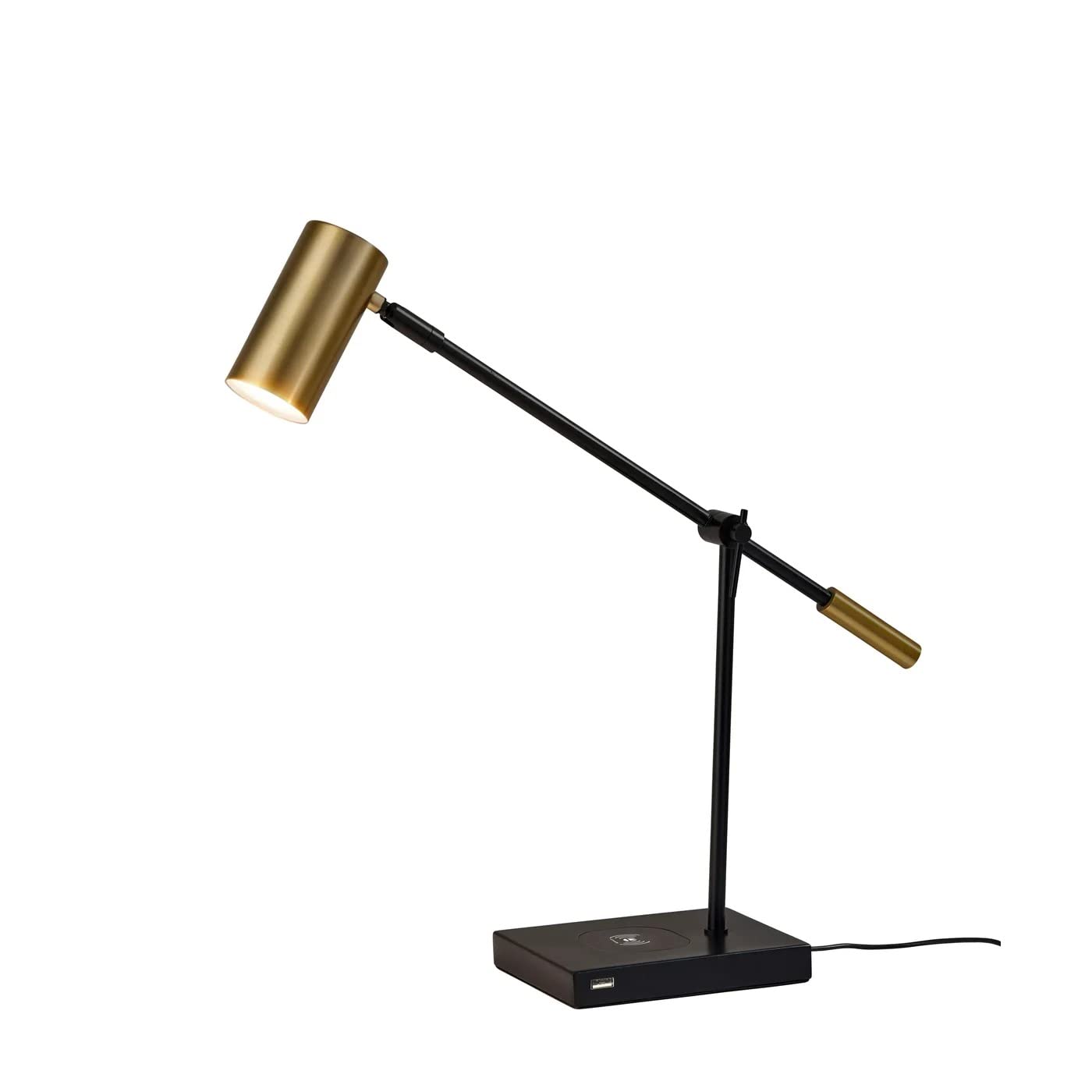 Adesso 4217-01 Collette Led Desk Lamp Wireless Charging, 7W Led, 5W Qi, Usb Port, Indoor Lighting Lamps , Black