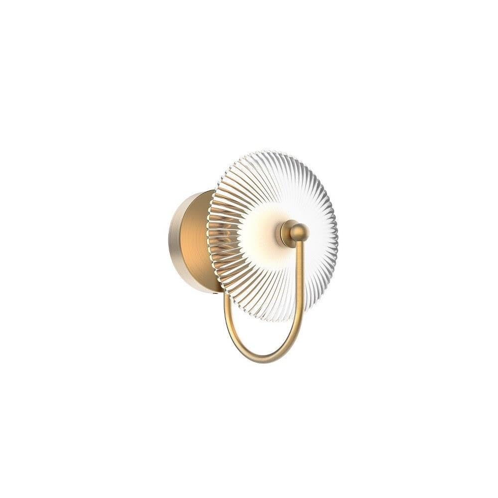 Alora Mood WV417801BGCR Hera Vanity, LED, Brushed Gold/Clear Ribbed Glass