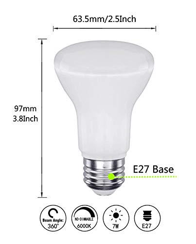 Ctkcom 7W Br20 Led Light Bulb (4 Pack)- 2.5 Inch 65W Equivalent Indoor/Outdoor Lighting Super Bright 6000K Daylight White 120 Beam Angle Led Indoor Flood Light Bulbs Ul Listed E27 Base