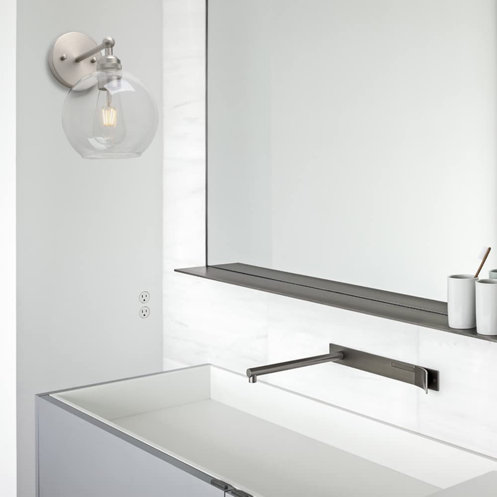 Yosoan Brass Boho Vanity Bathroom Wall Sconce, 1-Light Indoor Hardwired Wall Mounted Vintage Industrial Fixture Lights With Doub