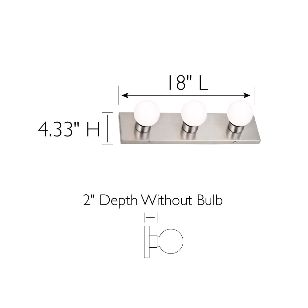Design House 3-Light Vanity Light, Satin Nickel, Model 519280, Steel Material