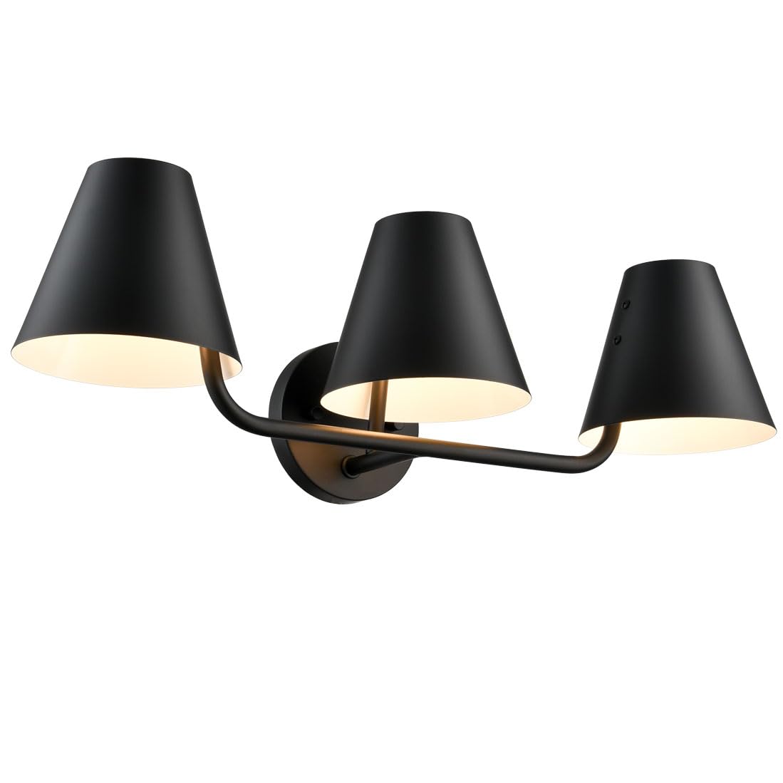 DIRYZON 3-Light Bathroom Vanity Light, Industrial Black Wall Sconce, Metal Shade, Model T3307-3BU-BK