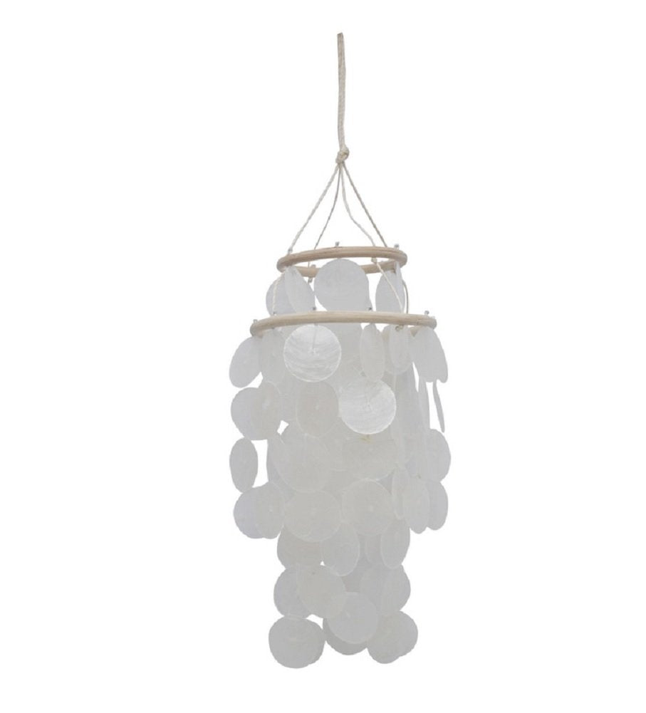 Chesapeake Bay White Capiz Shell Chandelier - Small 4&quot;X10&quot; Decorative Lighting Fixture