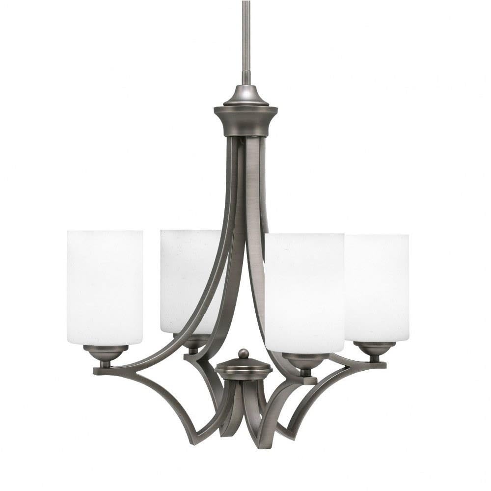 Toltec Lighting 564-GP-310 Zilo - 4 Light Uplight Chandelier-19.75 Inches Tall and 19 Inches Wide, Finish Color: Graphite, Glass Color: White Muslin