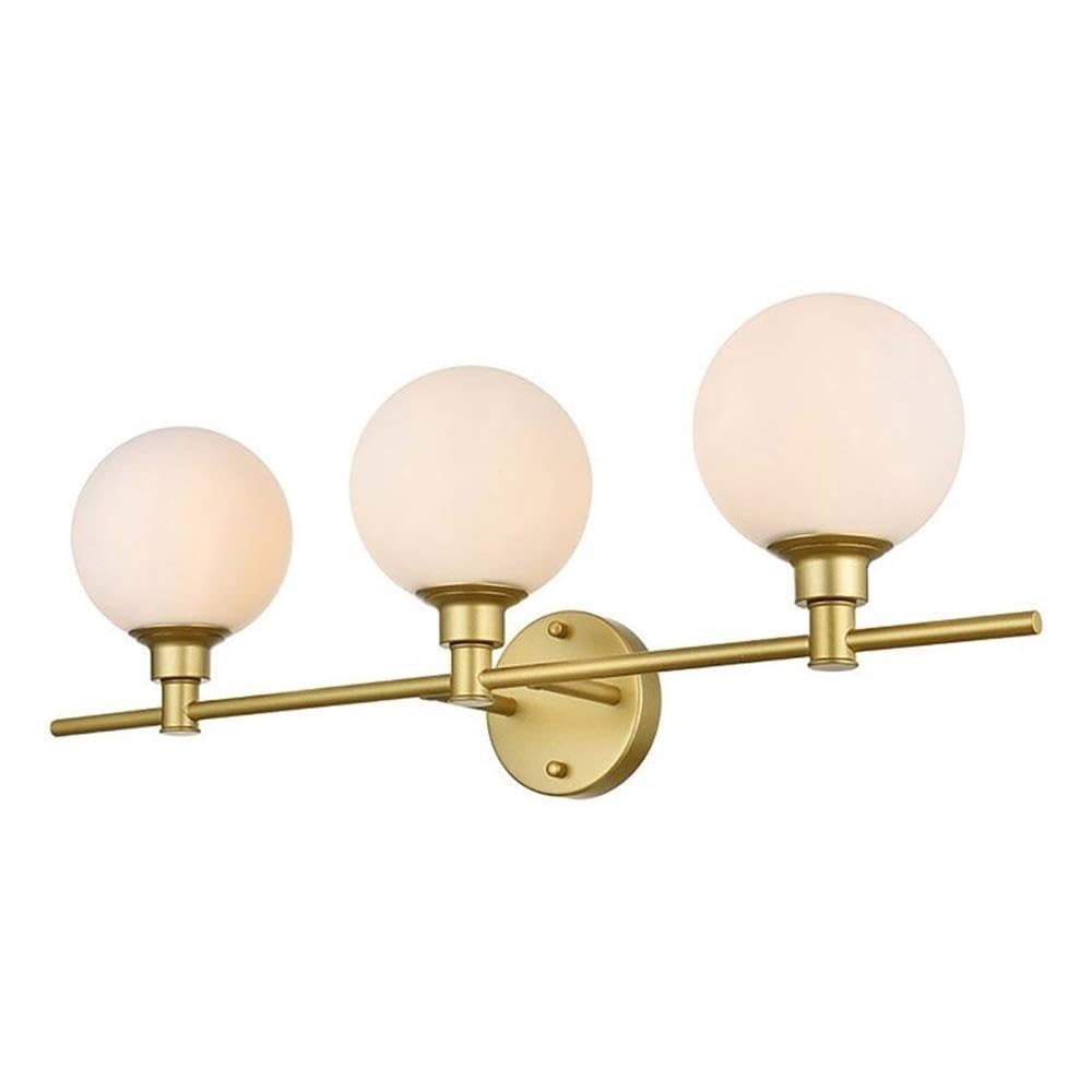 Living District Cordelia 3-Light Iron/Glass Bath Sconce in Brass/Frosted White
