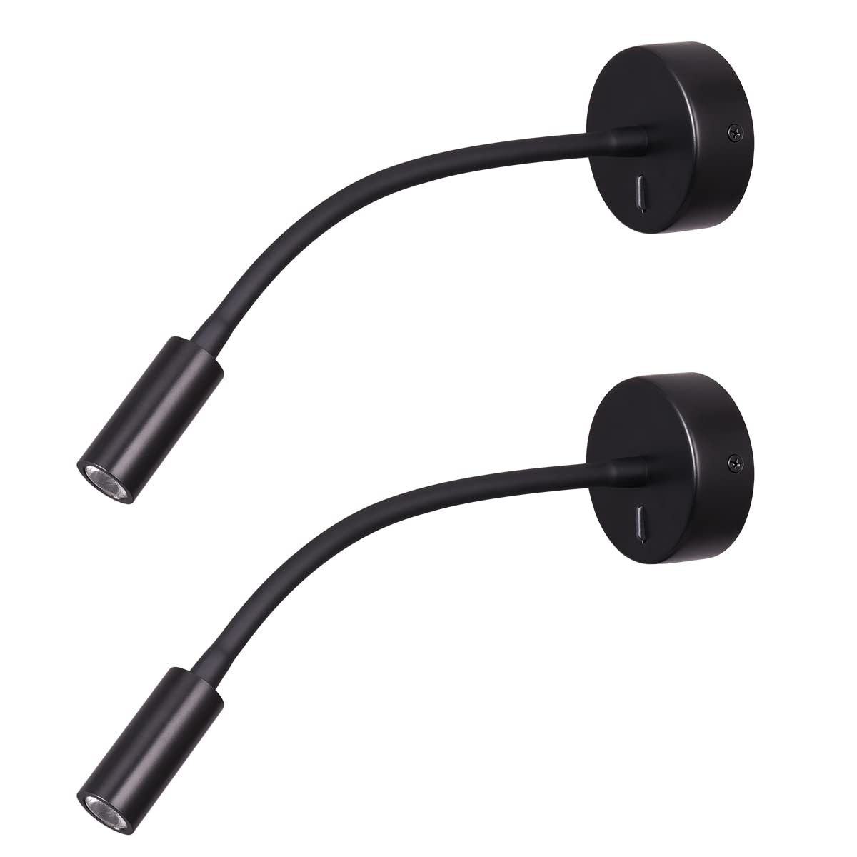 Agese Wall Mounted Reading Lamp LED 3W Warm White 3000K Hardwired for Reading Matt Black(Black Hard-Wired 2PCS)