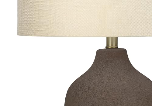 Monarch Specialties I 9709 Lightingtable Lamp, Grey Ceramic, Beige Shade, Contemporary