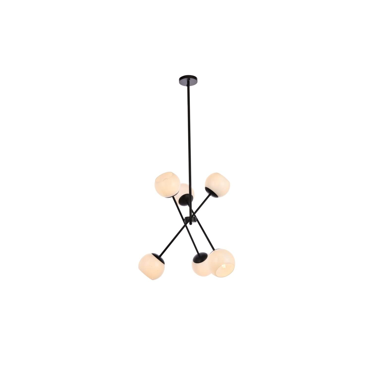 Living District Axl 6-Light Mid-Century Metal Pendant in Black and White