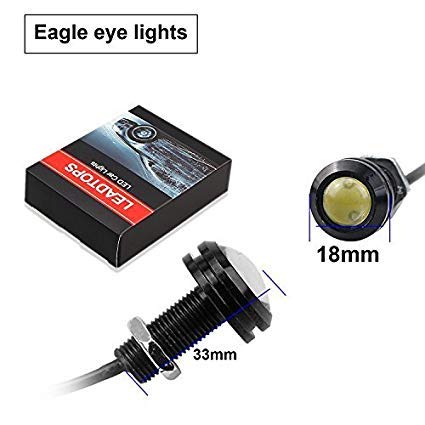 LEADTOPS 10Pcs 18mm 12V Red Eagle Eye LED Car Fog Lights, Black Case, Aluminum, Small Bulb, Daytime Running Light