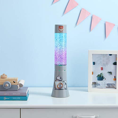 Idea Nuova BB8 Glitter Lamp – Plastic Nightlight for Kids Room Décor – Star Wars Model NK330430