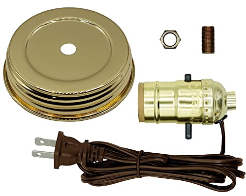 Creative Hobbies Diy Mason Jar Lamp Making Kit - Gold Color Lid & Socket Great For Lamp Conversion, Fits Wide Mouth Canning, Fru