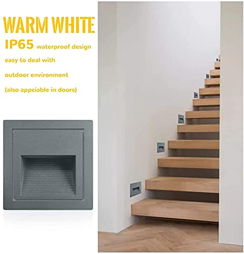 Arotelicht LED Stair Lights, 3000K Warm White, IP65 Waterproof, Aluminum, 4 Pack, Indoor Outdoor, Grey