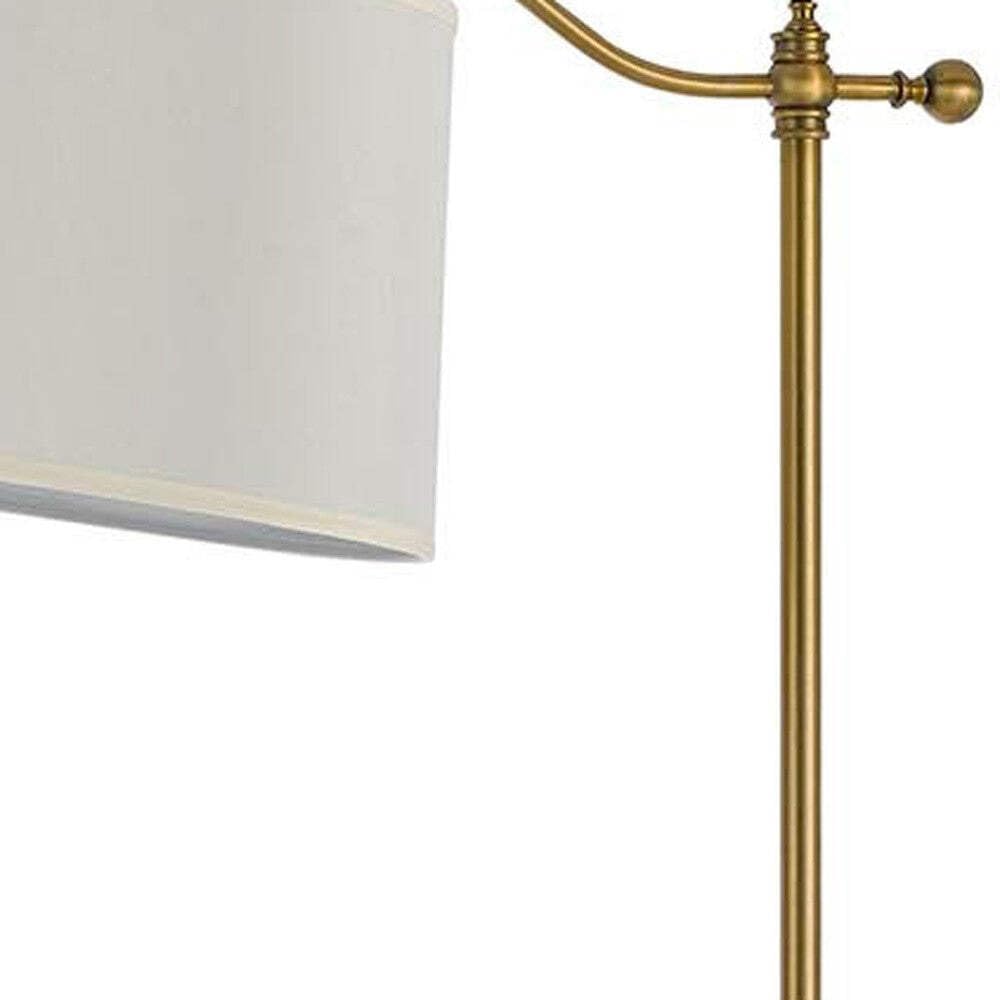 HomeRoots Adjustable Traditional Floor Lamp, 63 in., Metal, White Shade, Bronze