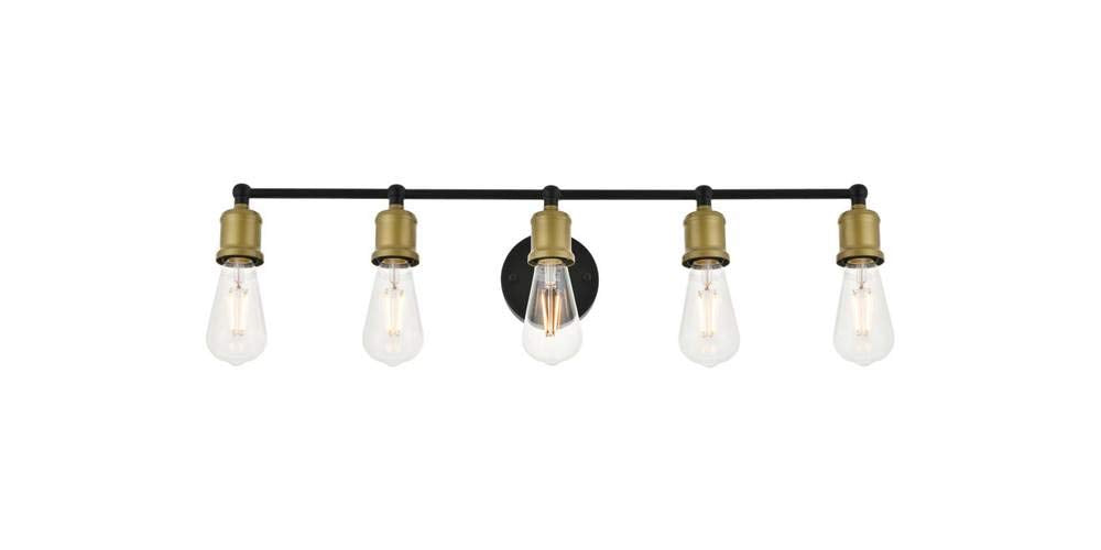 Elegant Lighting Living District Indoor Modern Home Decorative Bright Ceiling Serif 5 Light Brass and Black Wall Sconce