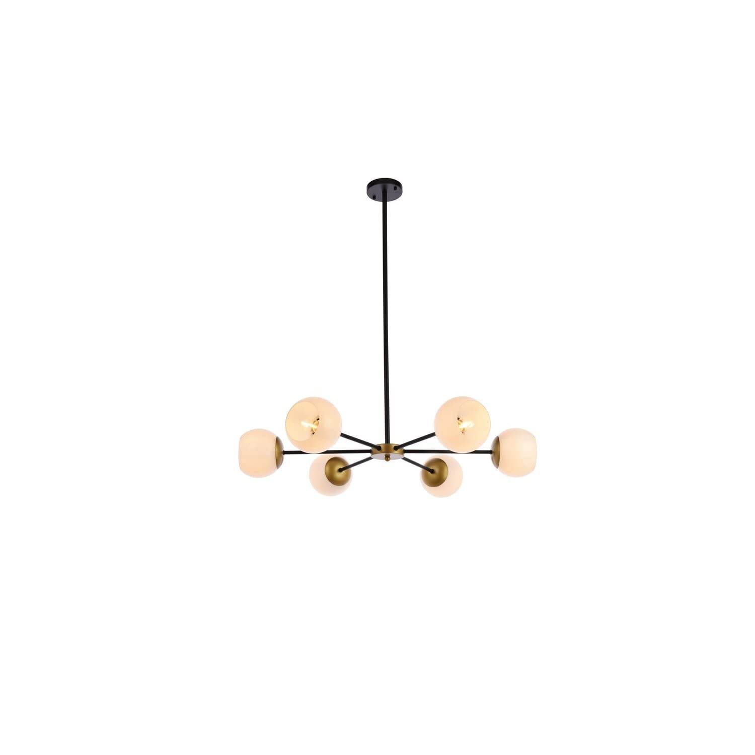 Living District Briggs 6-Light Metal Pendant with White Shade in Black and Brass
