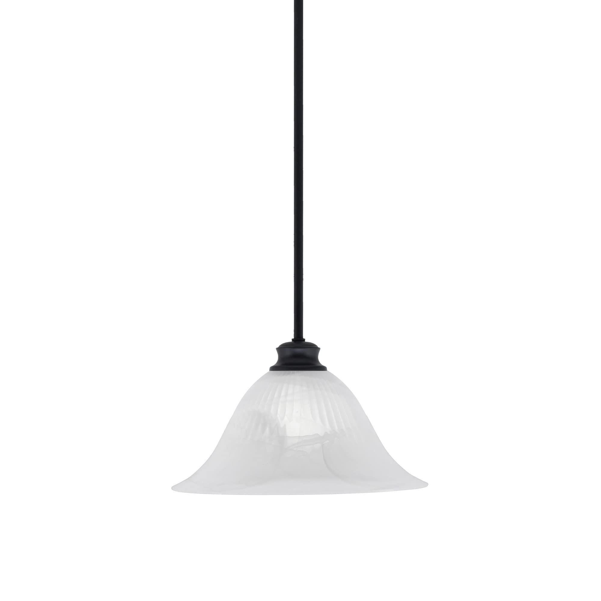 Toltec Lighting Stem Pendant with Hang Straight Swivel Shown in Matte Black Finish with 14&quot; White Alabaster Glass