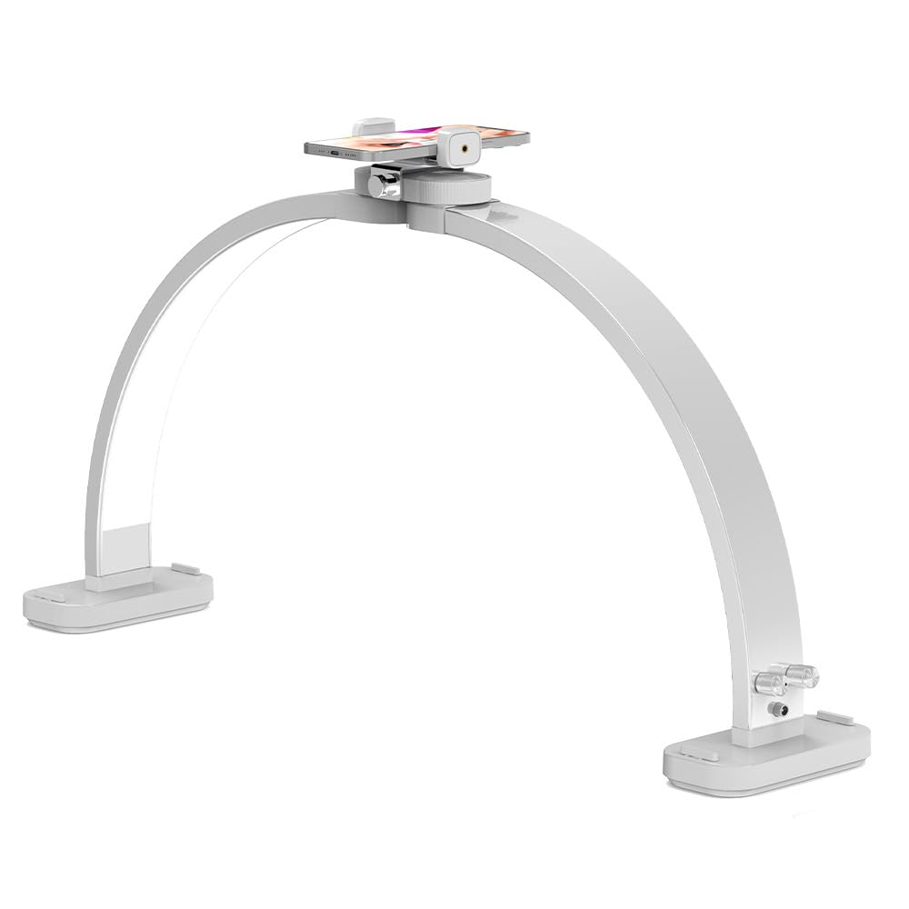 Welinspift 45W Half Moon LED Arch Lamp with Phone Holder, 3000K-6500K Dimming, White, Model ML-800A