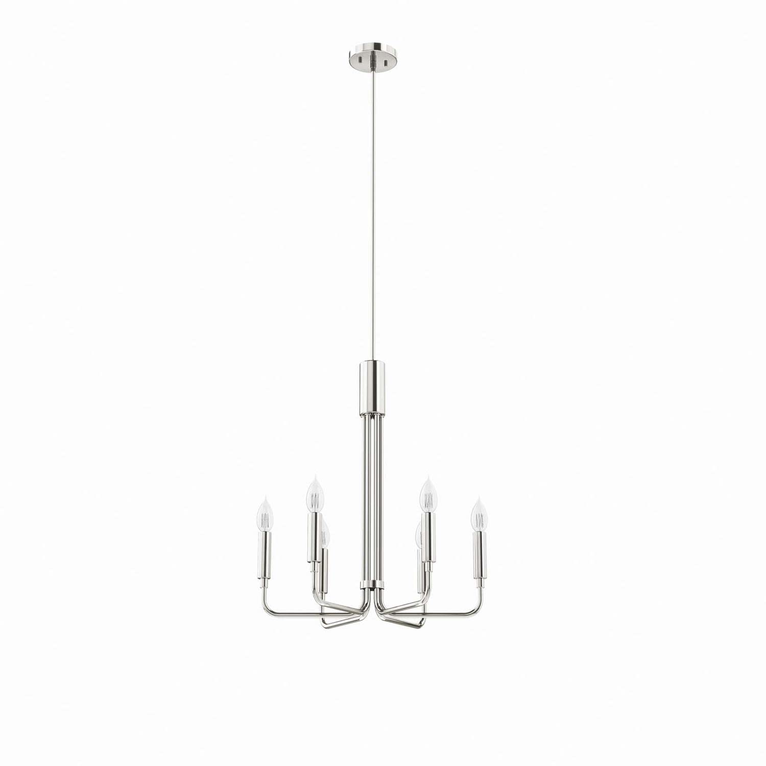 Modway Rekindle 6-Light Chandelier In Polished Nickel,Brown