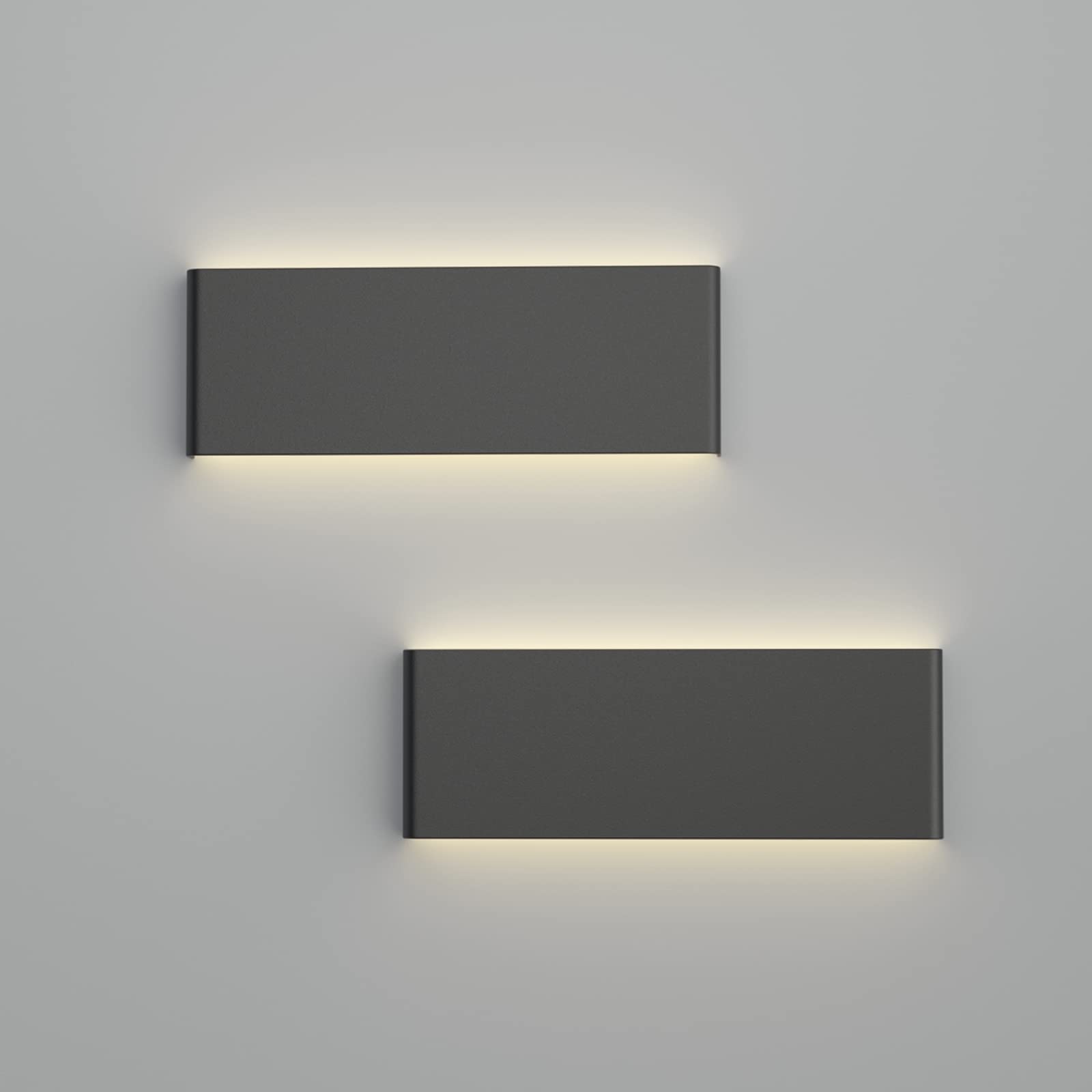 Ralbay LED Wall Sconce 2-Pack, 15.7in Matte Black, Aluminum, 14W Warm White Light 3000K, Model 086291023232