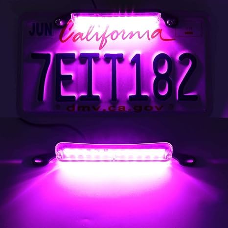 LivTee LED License Plate Light Assembly, Extremely Bright Purple Tag Lights for Truck, UTV, ATV, RV, Boat Accessories