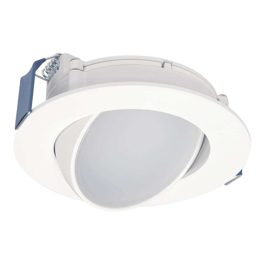 HALO LED Recessed Trim Kit, 4in Gimbal, Color Selectable 2700K-5000K, Aluminum, Round, White, Model HLA406VWFL9FS