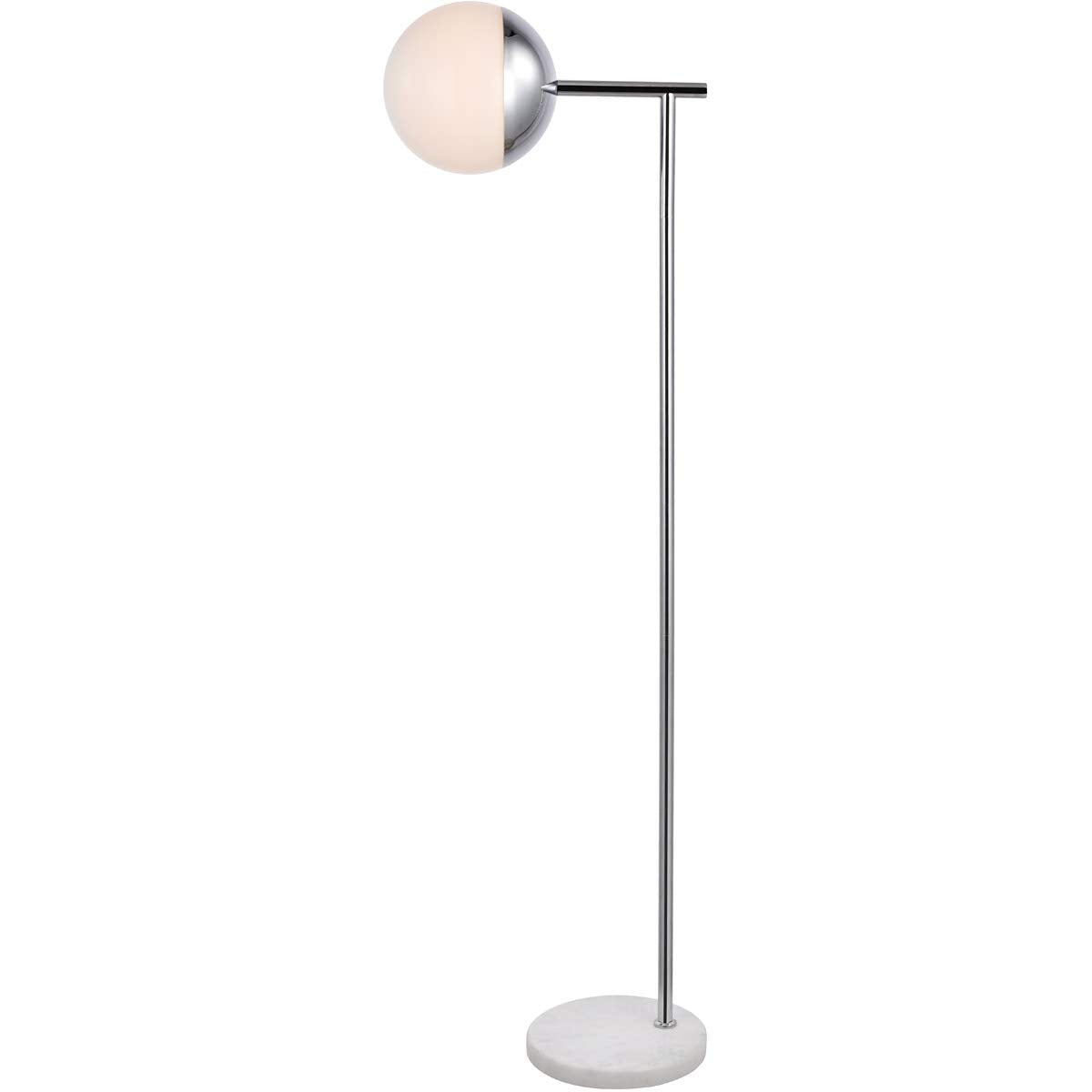 Living District Eclipse 1 Light Chrome Floor Lamp with Frosted White Glass