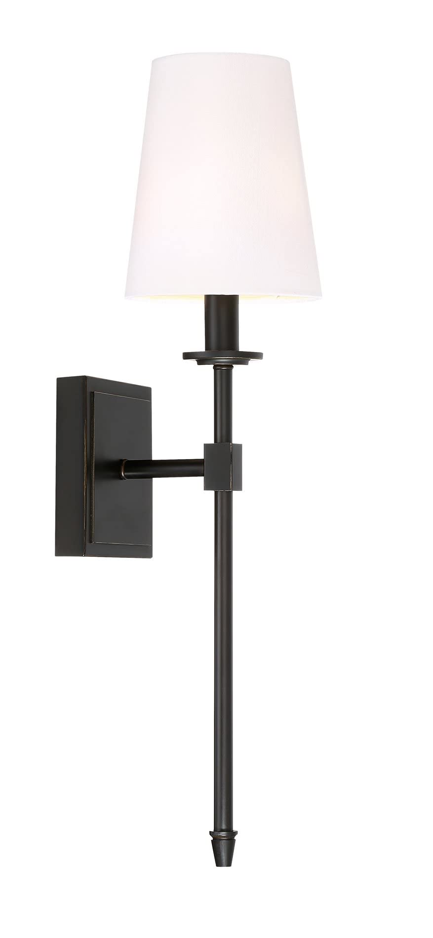 Kira Home Wall Sconce 20in Oil-Rubbed Bronze Metal Light with Linen Shade, Model RV-W5825-OB