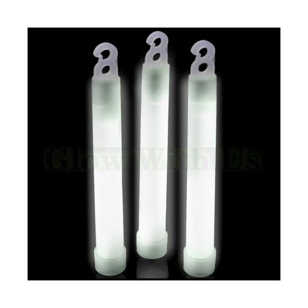 Glow Sticks Bulk Wholesale, 25 6” Industrial Grade White Light Sticks. Bright Color, Glow 12-14 Hrs, Safety Glow Stick With 3-Year Shelf Life, Glowwithus Brand