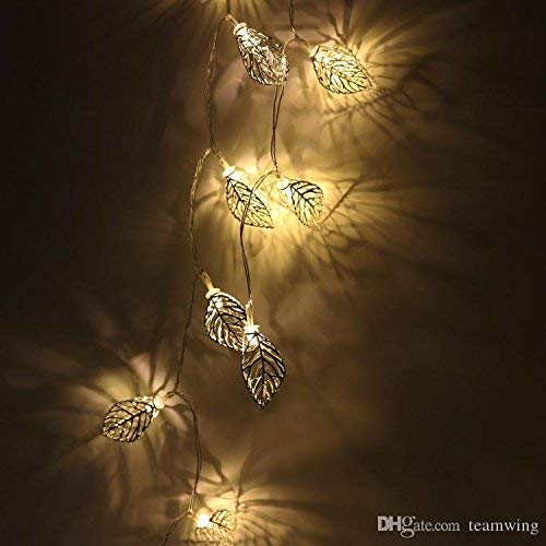 PESCA Golden Metal Leaf String Lights for Indoor Outdoor Decoration Diwali Light for Party Birthday Diwali Christmas Navratri Va