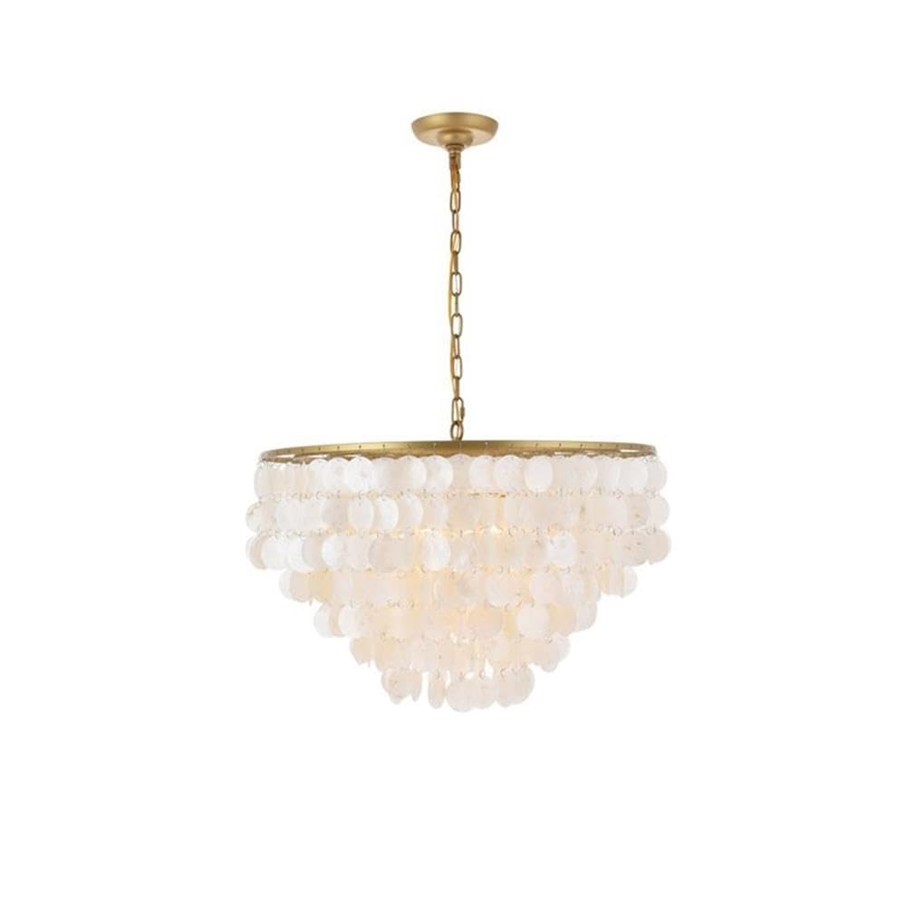 Living District 6-Light Brass & White Mid-Century Metal Pendant Light Fixture