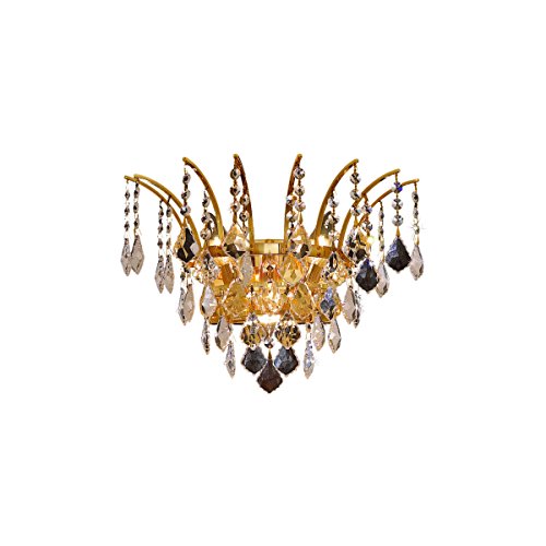 Elegant Lighting 8033W16G/RC 3-Light Crystal Wall Sconce, Gold Finish, Clear Crystals, Alloy Steel