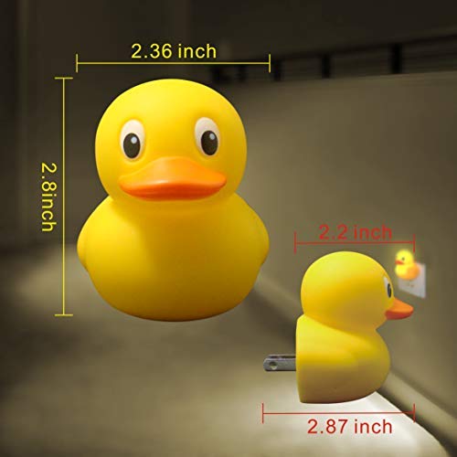 Feihuan 2 Pack Plug In Led Night Light With Cute Duck Dusk To Dawn Sensor Kids Decor Warm White 2700K Classic Kit -Be Safe At Ni