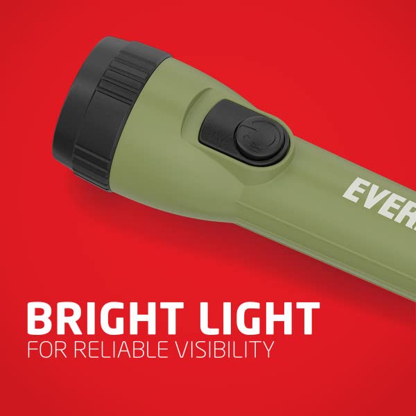Eveready LED Flashlight (8-Pack) - Bright, Reliable, Handheld, Forest Green/Black, Model EVLC1L2A18GBA, Batteries Included